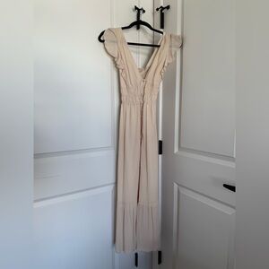 Astr Cream Ruffle Maxi Dress